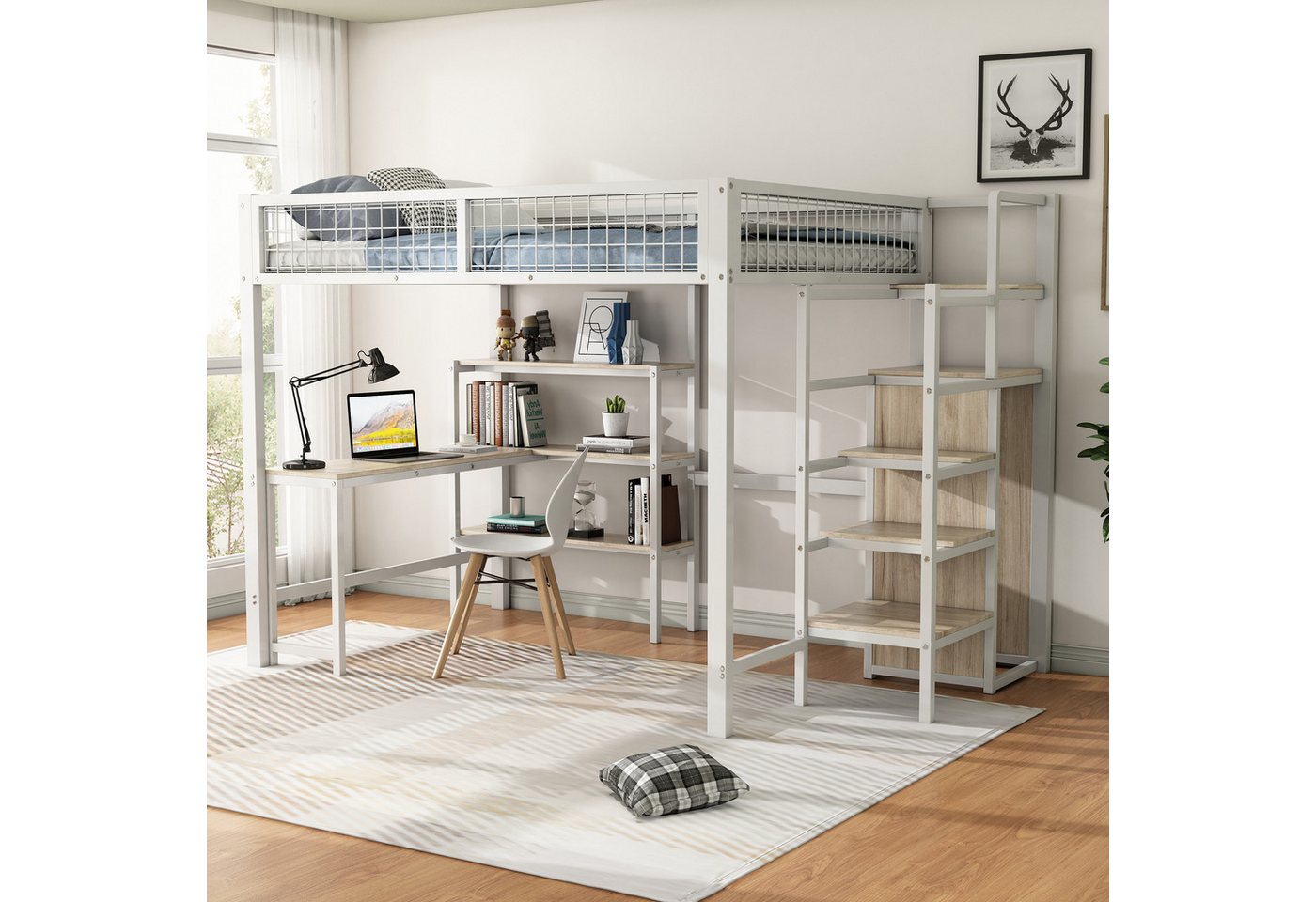 HAUSS SPOLE Kinderbett 140x200cm mit matratze Jugendbett mit Schreibtisch und Regale von HAUSS SPOLE