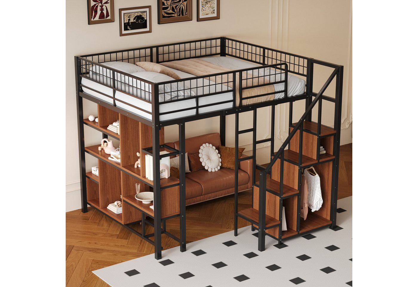 HAUSS SPOLE Kinderbett 140x200cm mit matratze Metallbett Jugendbett mit Stauraum und Treppe HAUSS SPOLE Kinderbett 140x200cm mit matratze Metallbett Jugendbett mit Stauraum und Treppe von HAUSS SPOLE