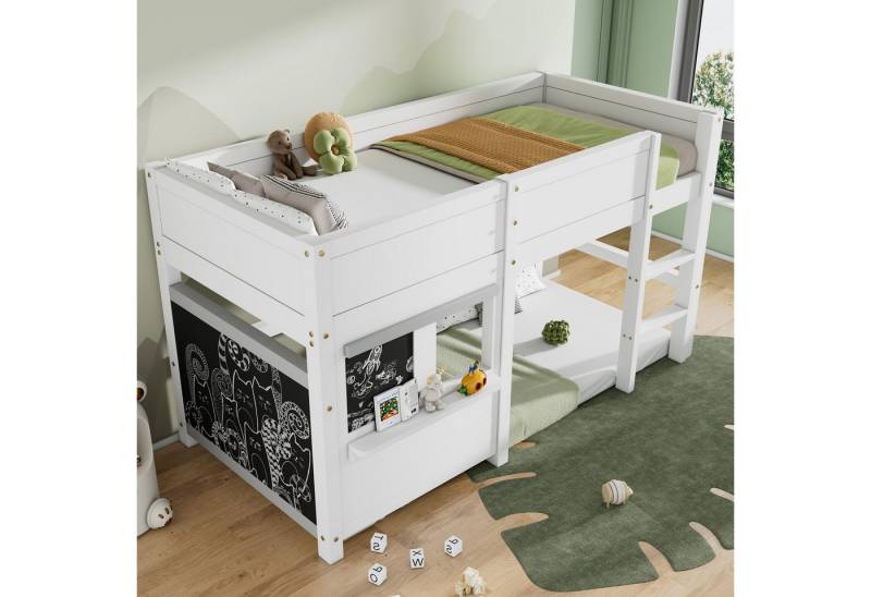 HAUSS SPOLE Kinderbett 90x200 cm Hausbett mit 2 Tafel, Treppe und kleiner Ablage weiß (90x200 weiß ohne Matratze), modernes Design von HAUSS SPOLE