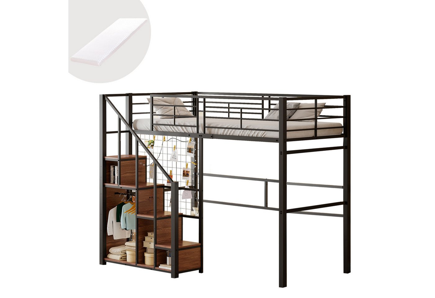HAUSS SPOLE Kinderbett 90x200 mit Sicherheitsleiter und Ablagefläche, Schwarz mit Matratze HAUSS SPOLE Kinderbett 90x200 mit Sicherheitsleiter und Ablagefläche, Schwarz mit Matratze von HAUSS SPOLE