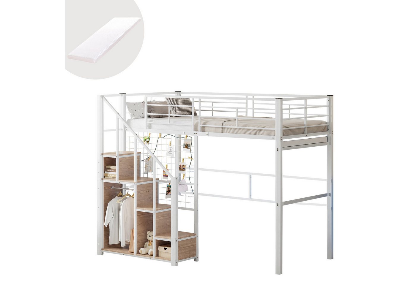 HAUSS SPOLE Kinderbett 90x200 mit Sicherheitsleiter und Ablagefläche, Weiß mit Matratze HAUSS SPOLE Kinderbett 90x200 mit Sicherheitsleiter und Ablagefläche, Weiß mit Matratze von HAUSS SPOLE
