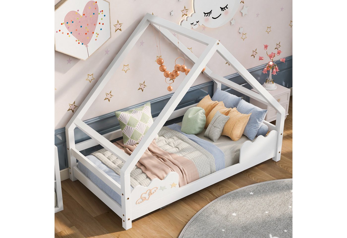 HAUSS SPOLE Kinderbett Hausbett 90x200cm mit Rausfallschutz Jugendbett Massivholz in Weiß HAUSS SPOLE Kinderbett Hausbett 90x200cm mit Rausfallschutz Jugendbett Massivholz in Weiß von HAUSS SPOLE