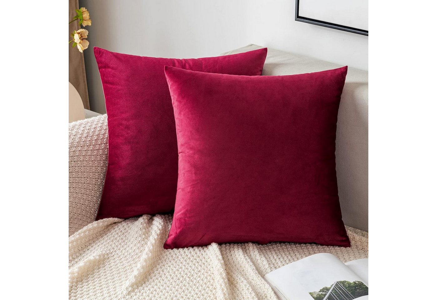 HAUSS SPOLE Kissenbezüge Kissenbezug 2 Stück Kissenhülle Dekokissen Sofakissen Couchkissen, (2 Stück), 40x40cm Sofakissen Couchkissen Bezug Sofa Schlafzimmer Reißverschluss von HAUSS SPOLE