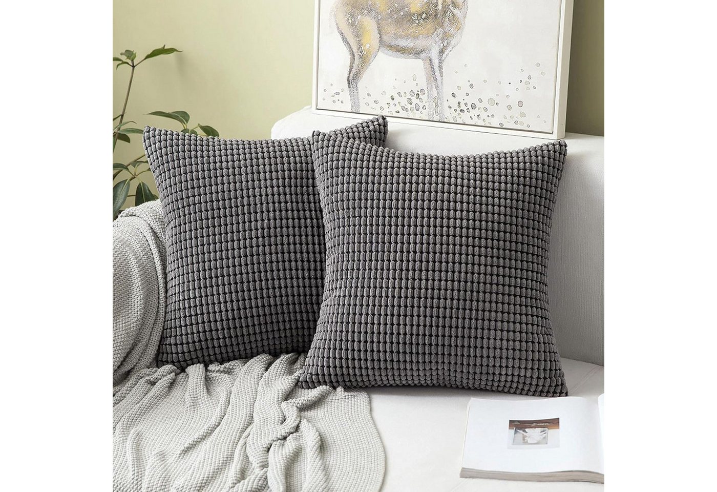 HAUSS SPOLE Kissenbezüge Kissenbezug 2 Stück Kissenhülle Dekokissen Sofakissen Couchkissen, (2 Stück), Sofakissen Couchkissen Bezug für Sofa Schlafzimmer mit Reißverschluss von HAUSS SPOLE