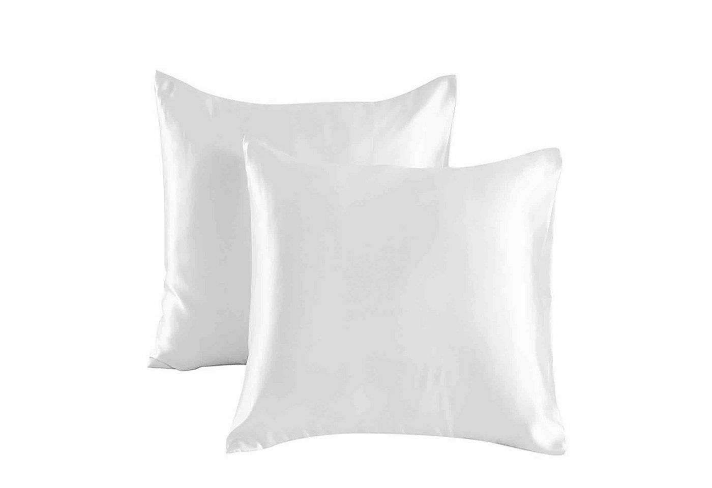 HAUSS SPOLE Kissenbezüge Mikrofaser Satin Kopfkissenbezug aus Satin für Haar und Haut, (2 Stück), 80x80 cm Satinkissenbezug für Haar und Haut mit Reißverschluss von HAUSS SPOLE