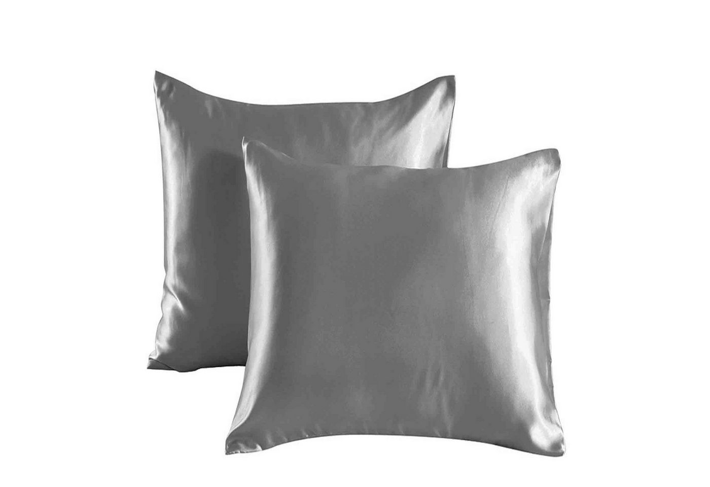 HAUSS SPOLE Kissenbezüge Mikrofaser Satin Kopfkissenbezug aus Satin für Haar und Haut, (2 Stück), 80x80 cm Satinkissenbezug für Haar und Haut mit Reißverschluss von HAUSS SPOLE