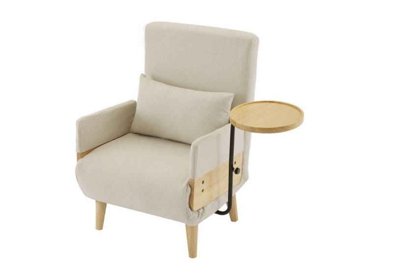 HAUSS SPOLE Loungesessel Fernsehsessel mit liegefunktion,Ohrensessel Umbausessel Wohnzimmer (Polstersitz, Loungesessel, Einzelbett, 1-St., gepolsterter Klappsessel mit Holztablett), mit Halbfixiertes Kissen von HAUSS SPOLE