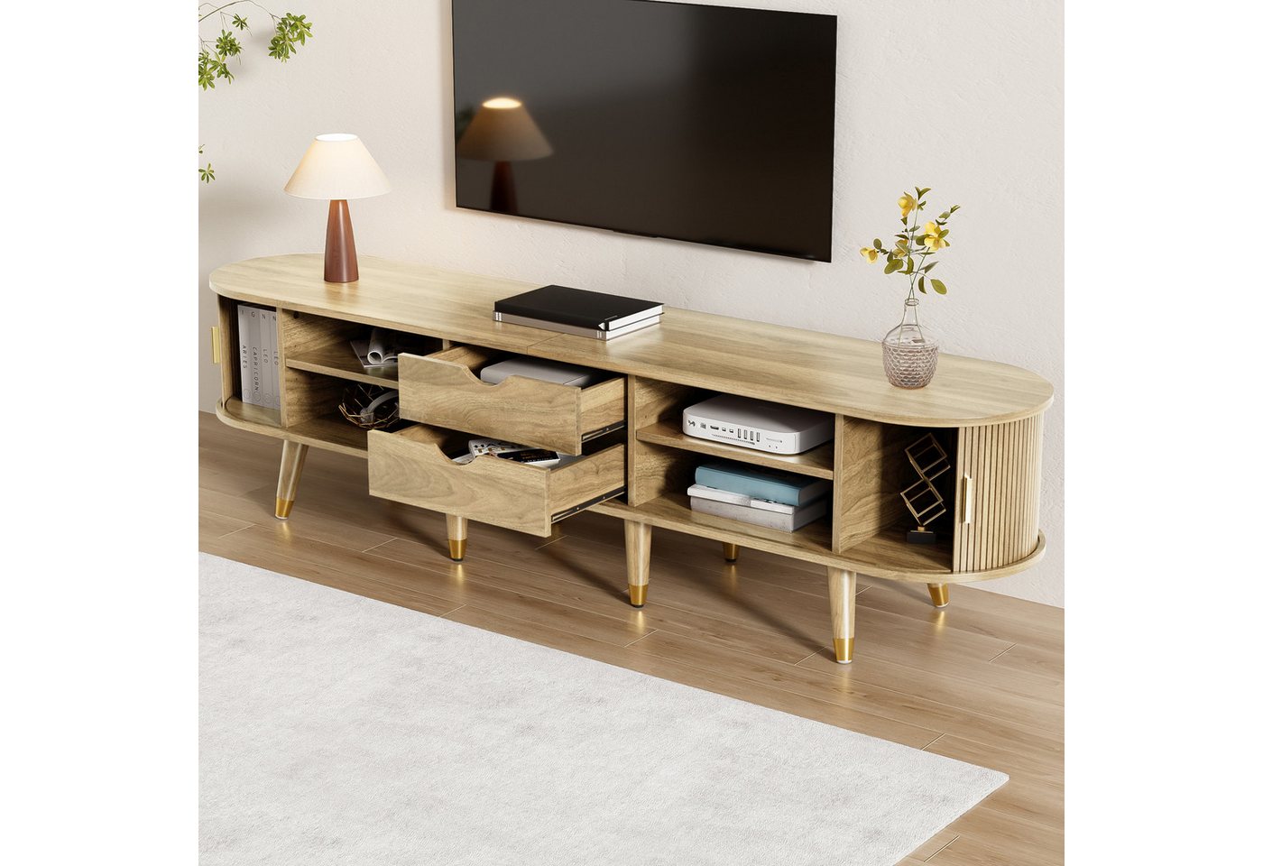 HAUSS SPOLE Lowboard TV-Schrank in wohnzimmer TV-Ständer mit Schiebetüren (1 St) von HAUSS SPOLE