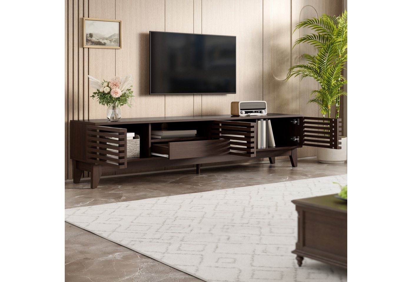 HAUSS SPOLE Lowboard TV-Schrank in wohnzimmer Vintage Fernsehschrank mit einer Schublade (Set, 1 St., Einzigartiges Design), mit einer Schublade und drei Türen von HAUSS SPOLE