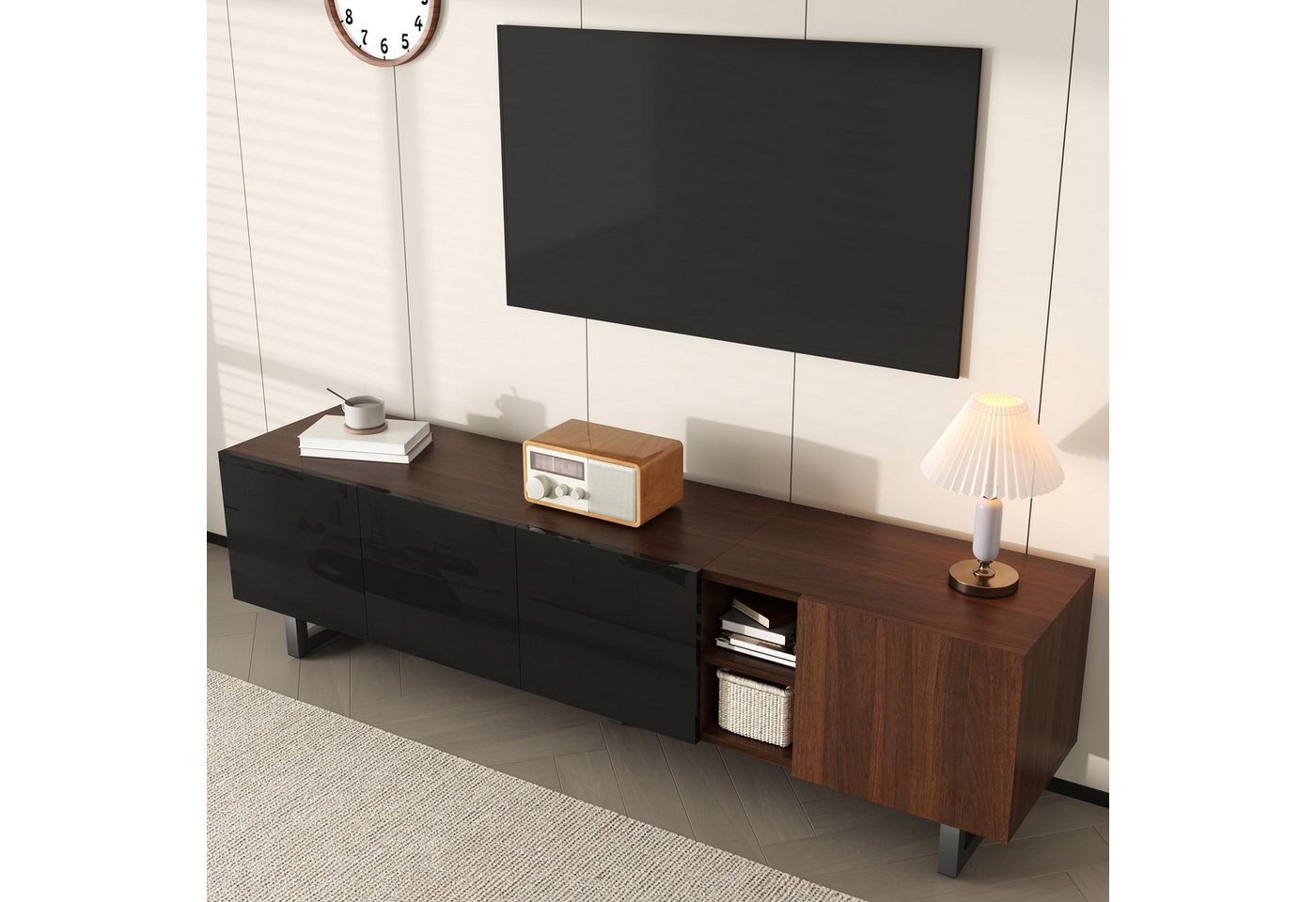 HAUSS SPOLE Lowboard TV-Schrank in wohnzimmer Vintage TV-Ständer Vintage-Holzmaserung HAUSS SPOLE Lowboard TV-Schrank in wohnzimmer Vintage TV-Ständer Vintage-Holzmaserung von HAUSS SPOLE