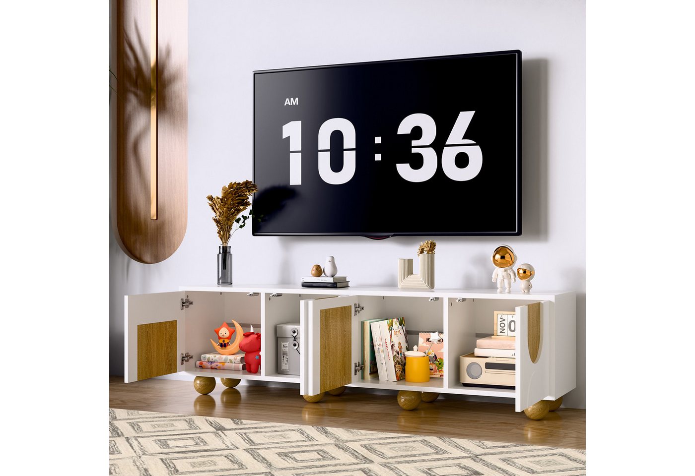 HAUSS SPOLE Lowboard TV-Schrank in wohnzimmer Vintage TV-Ständer mit zwei Schubladen HAUSS SPOLE Lowboard TV-Schrank in wohnzimmer Vintage TV-Ständer mit zwei Schubladen von HAUSS SPOLE