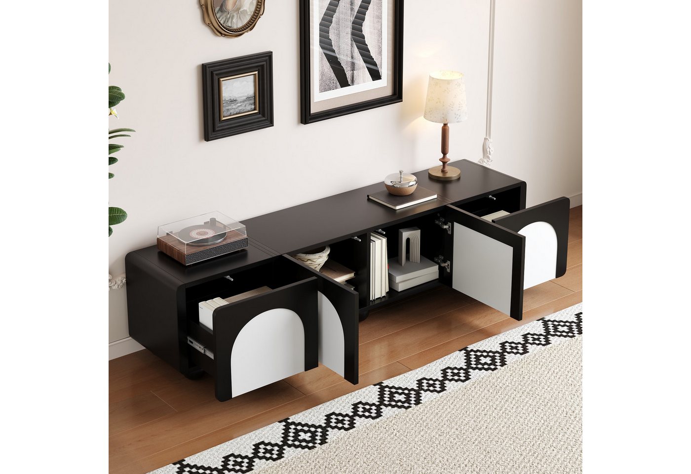 HAUSS SPOLE Lowboard TV-Schrank in wohnzimmer Vintage TV-Ständer mit zwei Schubladen HAUSS SPOLE Lowboard TV-Schrank in wohnzimmer Vintage TV-Ständer mit zwei Schubladen von HAUSS SPOLE