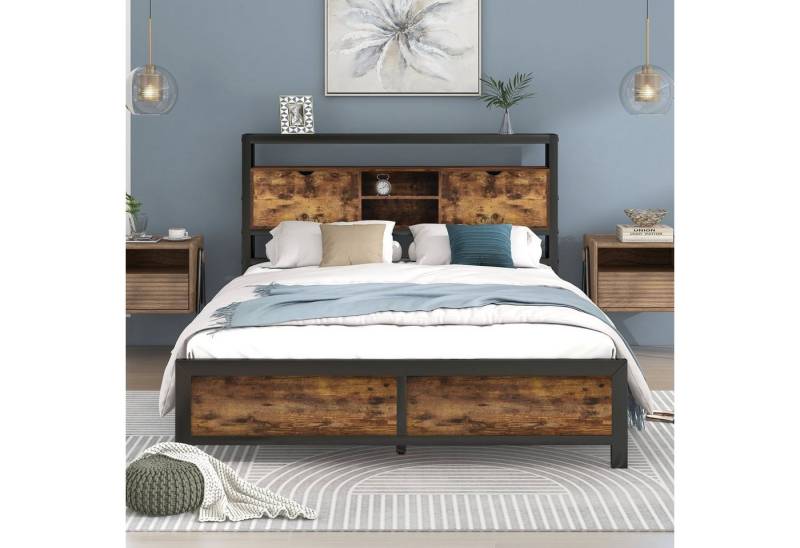 HAUSS SPOLE Metallbett 140x200cm mit Stauraum-Kopfteil und Metall Lattenrost für Erwachsene von HAUSS SPOLE