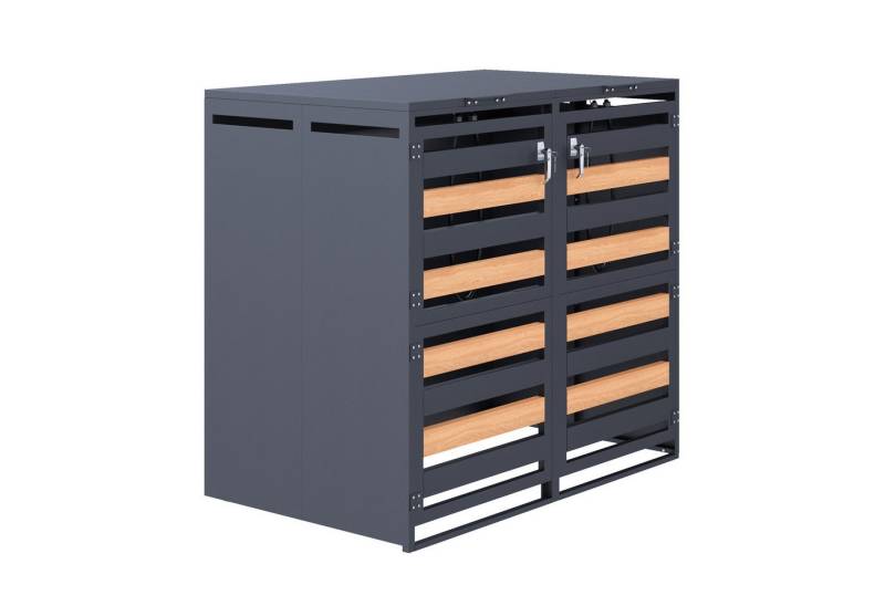 HAUSS SPOLE Mülltonnenbox für 2 Mülltonnen mit einem Fassungsvermögen von 120-240 Litern Grau (Abfallstaufach, Abfalleimer, 1 St., fasst Mülltonnenbox mit einem Fassungsvermögen von 120-240 Litern), mit Belüftungslöchern von HAUSS SPOLE