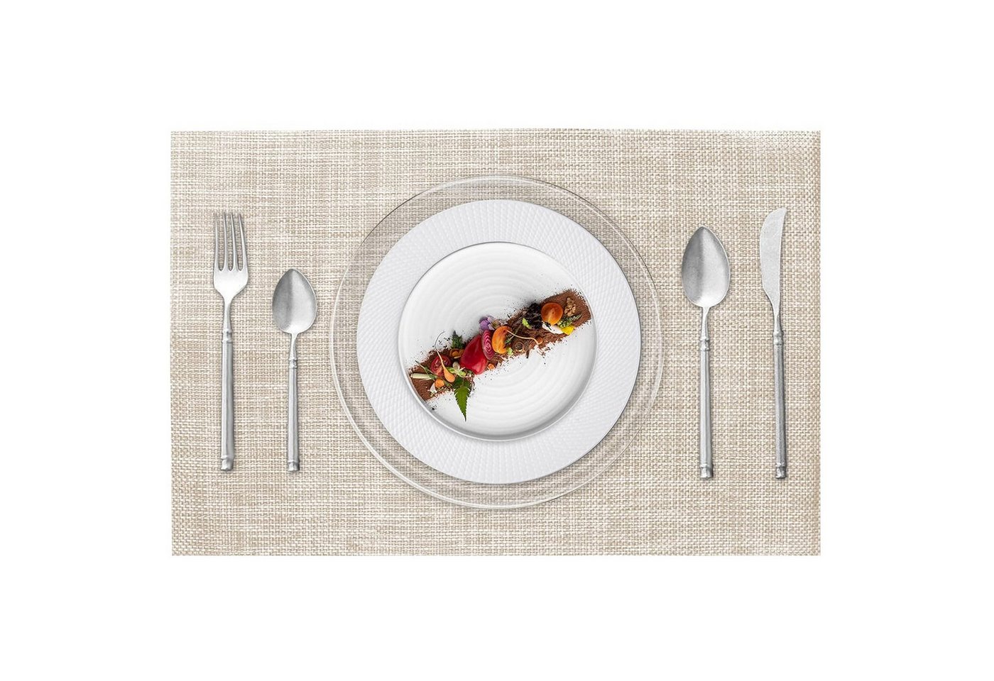 HAUSS SPOLE Platzset 6-Platzset PVC Platzdecken, Platzmatte, Tischmatten, Schmutzabweisend, (Hitzebeständig und Schmutzabweisend, 6-St., Tischmatte Esstisch Untersetzer Rutschfest Abwaschbar), für Hause Küche Speisetisch Restaurant Zuhause und Hotel von HAUSS SPOLE