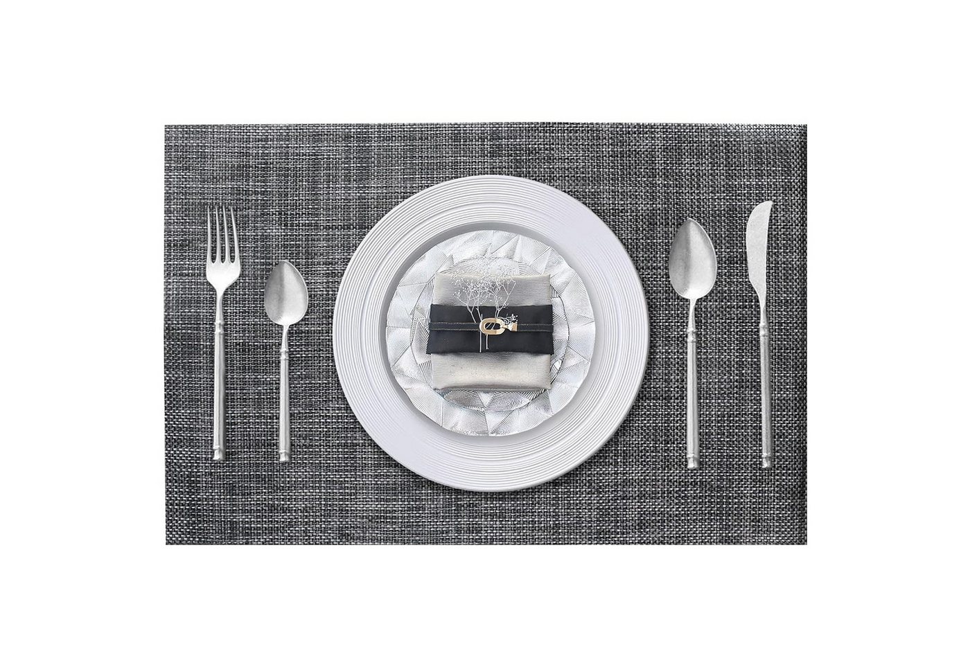 HAUSS SPOLE Platzset 6-Platzset PVC Platzdecken, Platzmatte, Tischmatten, Schmutzabweisend, (Hitzebeständig und Schmutzabweisend, 6-St., Tischmatte Esstisch Untersetzer Rutschfest Abwaschbar), für Hause Küche Speisetisch Restaurant Zuhause und Hotel von HAUSS SPOLE