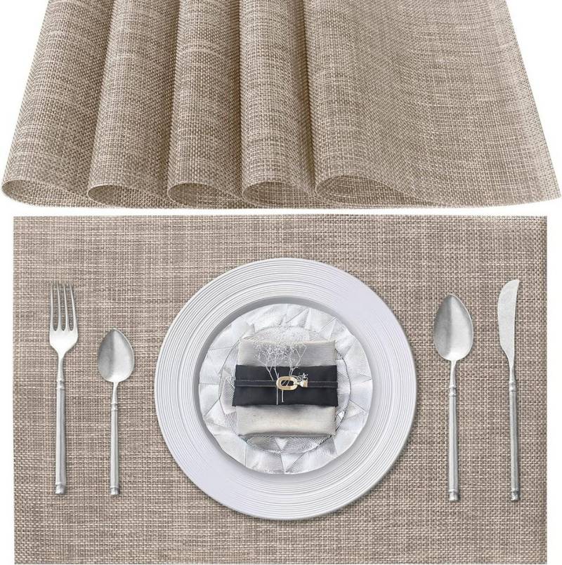 HAUSS SPOLE Platzset 6-Platzset PVC Platzdecken, Platzmatte, Tischmatten, Schmutzabweisend, (Hitzebeständig und Schmutzabweisend, 6-St., Tischmatte Esstisch Untersetzer Rutschfest Abwaschbar), für Hause Küche Speisetisch Restaurant Zuhause und Hotel von HAUSS SPOLE