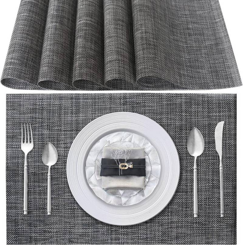 HAUSS SPOLE Platzset 6-Platzset PVC Platzdecken, Platzmatte, Tischmatten, Schmutzabweisend, (Hitzebeständig und Schmutzabweisend, 6-St., Tischmatte Esstisch Untersetzer Rutschfest Abwaschbar), für Hause Küche Speisetisch Restaurant Zuhause und Hotel von HAUSS SPOLE