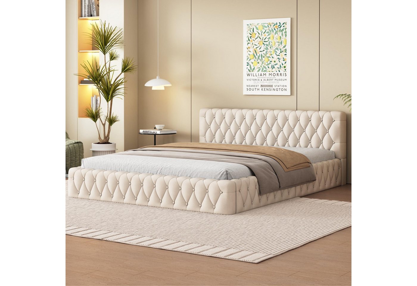 HAUSS SPOLE Polsterbett 140 x 200 cmJugend-Doppelbett, aus hautfreundlichem Velours, weiß von HAUSS SPOLE