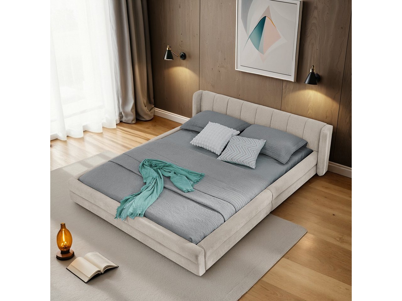 HAUSS SPOLE Polsterbett 140×200 Jugendbett Kinderbett ohne Matratze Chenillestoff von HAUSS SPOLE