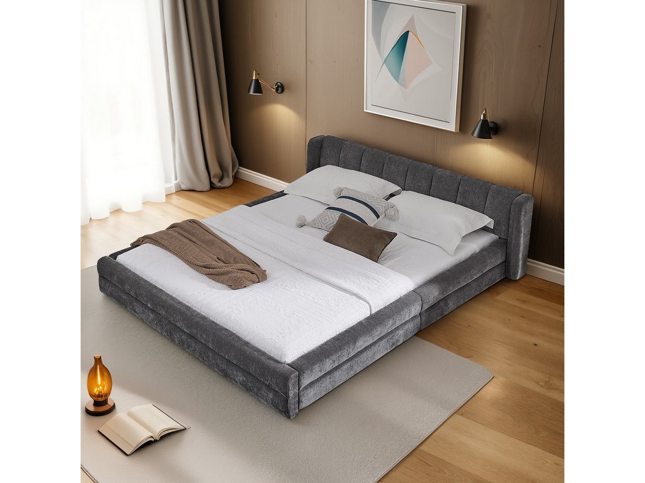 HAUSS SPOLE Polsterbett 140×200 Jugendbett Kinderbett ohne Matratze Chenillestoff von HAUSS SPOLE