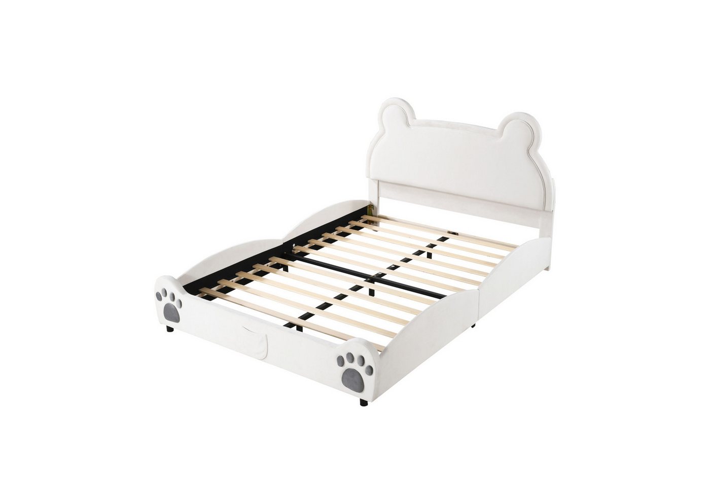 HAUSS SPOLE Polsterbett 140x200 cm in Bärenform, Einzelbett aus hautfreundlichem Samt, weiß HAUSS SPOLE Polsterbett 140x200 cm in Bärenform, Einzelbett aus hautfreundlichem Samt, weiß von HAUSS SPOLE