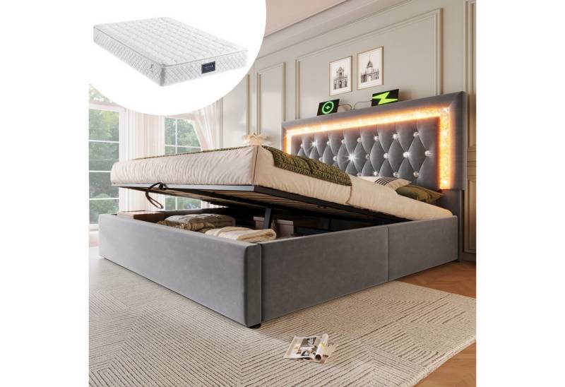 HAUSS SPOLE Polsterbett 140x200 mit matratze und bettkasten Jugendbett Bettgestell mit USB HAUSS SPOLE Polsterbett 140x200 mit matratze und bettkasten Jugendbett Bettgestell mit USB von HAUSS SPOLE