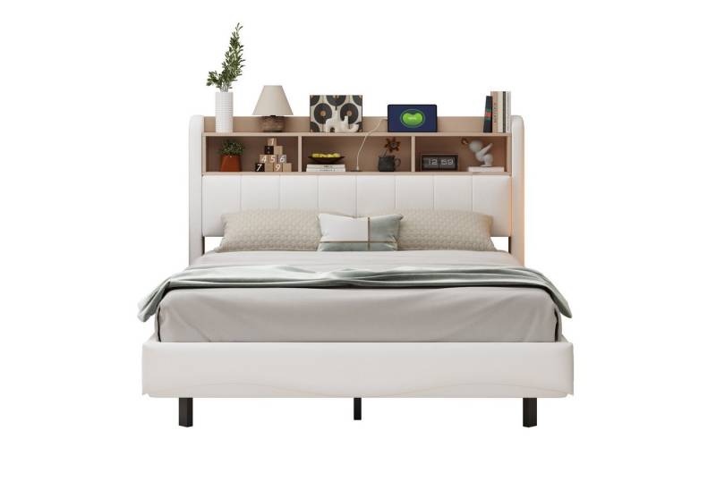 HAUSS SPOLE Polsterbett 140x200cm aus Leinenstoff, mit LED-Licht, Abgehängtes Design Beige (Modernes Polsterbett,mit schwebendem Design, LED-Licht, USB- und Typ-C-Anschlüssen – Perfekt für Schlafzimmer und Jugendzimmer., 140 x 200 cm), ohne Matratze HAUSS SPOLE Polsterbett 140x200cm aus Leinenstoff, mit LED-Licht, Abgehängtes Design Beige (Modernes Polsterbett,mit schwebendem Design, LED-Licht, USB- und Typ-C-Anschlüssen – Perfekt für Schlafzimmer und Jugendzimmer., 140 x 200 cm), ohne Matratze von HAUSS SPOLE