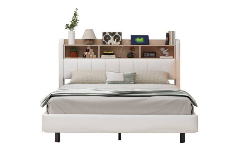 HAUSS SPOLE Polsterbett 160x200cm aus Leinenstoff, mit LED-Licht, Abgehängtes Design Beige (Modernes Polsterbett,mit schwebendem Design, LED-Licht, USB- und Typ-C-Anschlüssen – Perfekt für Schlafzimmer und Jugendzimmer., 160 x 200 cm), ohne Matratze HAUSS SPOLE Polsterbett 160x200cm aus Leinenstoff, mit LED-Licht, Abgehängtes Design Beige (Modernes Polsterbett,mit schwebendem Design, LED-Licht, USB- und Typ-C-Anschlüssen – Perfekt für Schlafzimmer und Jugendzimmer., 160 x 200 cm), ohne Matratze von HAUSS SPOLE