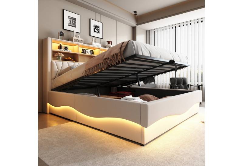 HAUSS SPOLE Polsterbett 180×200 mit hydraulischem Stauraum, LED-Licht, Beige mit Matratze HAUSS SPOLE Polsterbett 180×200 mit hydraulischem Stauraum, LED-Licht, Beige mit Matratze von HAUSS SPOLE