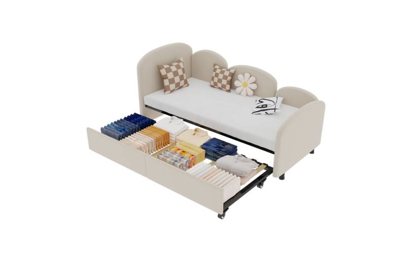 HAUSS SPOLE Polsterbett 2-in-190(180)*190cm Schlafsofa mit Ausziehbett, Sicherheitsrand Design von HAUSS SPOLE