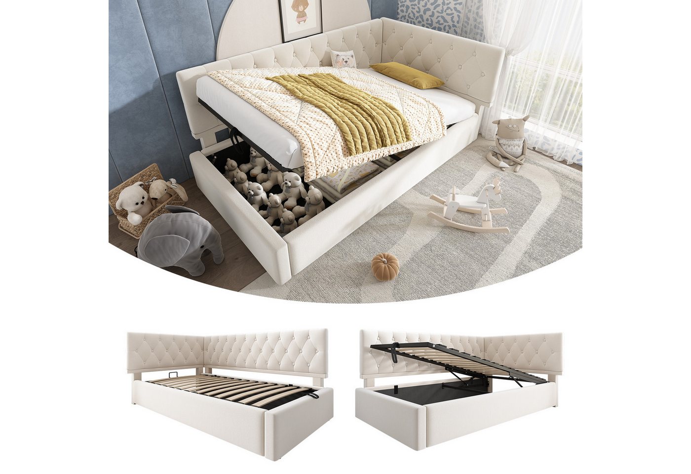 HAUSS SPOLE Polsterbett 90x200cm mit Matratze Daybett, hydraulischer Stauraum, Samt HAUSS SPOLE Polsterbett 90x200cm mit Matratze Daybett, hydraulischer Stauraum, Samt von HAUSS SPOLE