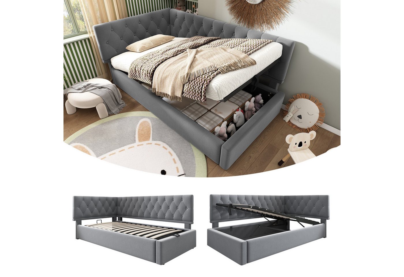 HAUSS SPOLE Polsterbett 90x200cm mit Matratze Daybett, hydraulischer Stauraum, Samt HAUSS SPOLE Polsterbett 90x200cm mit Matratze Daybett, hydraulischer Stauraum, Samt von HAUSS SPOLE