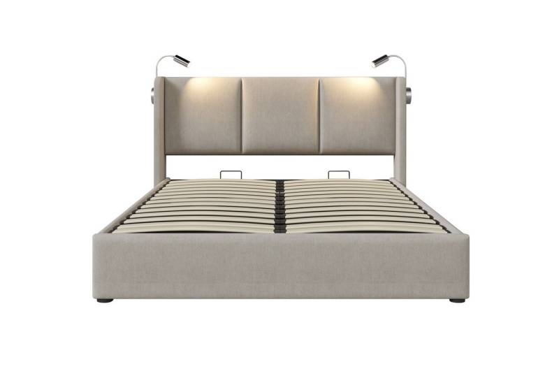 HAUSS SPOLE Polsterbett Doppelbett Polsterbett Funktionsbett Bettrahmen (140x200 mit lattenrost(Inklusive Matratze), Hochwertiges Material von HAUSS SPOLE