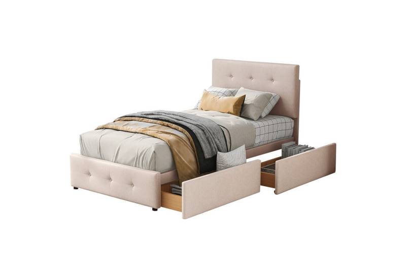 HAUSS SPOLE Polsterbett Holzbett Stauraumbett Holzbett Einzelbett Bettgestell (90 x 200 cm ohne Matratze) von HAUSS SPOLE