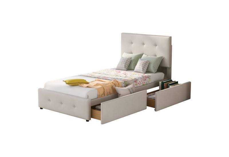 HAUSS SPOLE Polsterbett Holzbett Stauraumbett Holzbett Einzelbett Bettgestell (90 x 200 cm ohne Matratze) von HAUSS SPOLE