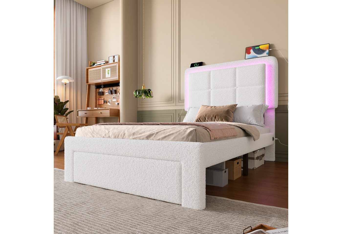 HAUSS SPOLE Polsterbett Kinderbett 90x200cm Jugendbett Bettgestellmit Stauraum & USB-Anschluss HAUSS SPOLE Polsterbett Kinderbett 90x200cm Jugendbett Bettgestellmit Stauraum & USB-Anschluss von HAUSS SPOLE