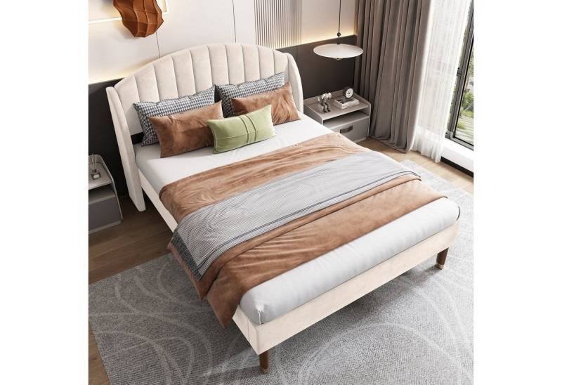 HAUSS SPOLE Polsterbett Polsterbett Doppelbett Funktionsbett Bettrahmen Jugendbett Kinderbett (160*200 mit Lattenrost und Kopfteil ohne Matratze), Holzlattenunterstützung von HAUSS SPOLE