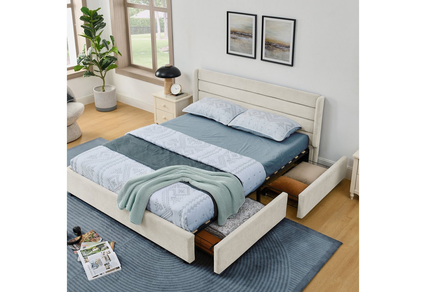 HAUSS SPOLE Polsterbett mit Stauraum 140×200 Jugendbett Kinderbett ohne Matratze Bettgestell von HAUSS SPOLE