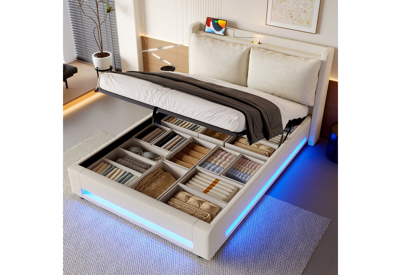 HAUSS SPOLE Polsterbett mit bettksten 140×190 Stauraumbett mit abnehmbaren Kissen Jugendbett HAUSS SPOLE Polsterbett mit bettksten 140×190 Stauraumbett mit abnehmbaren Kissen Jugendbett von HAUSS SPOLE