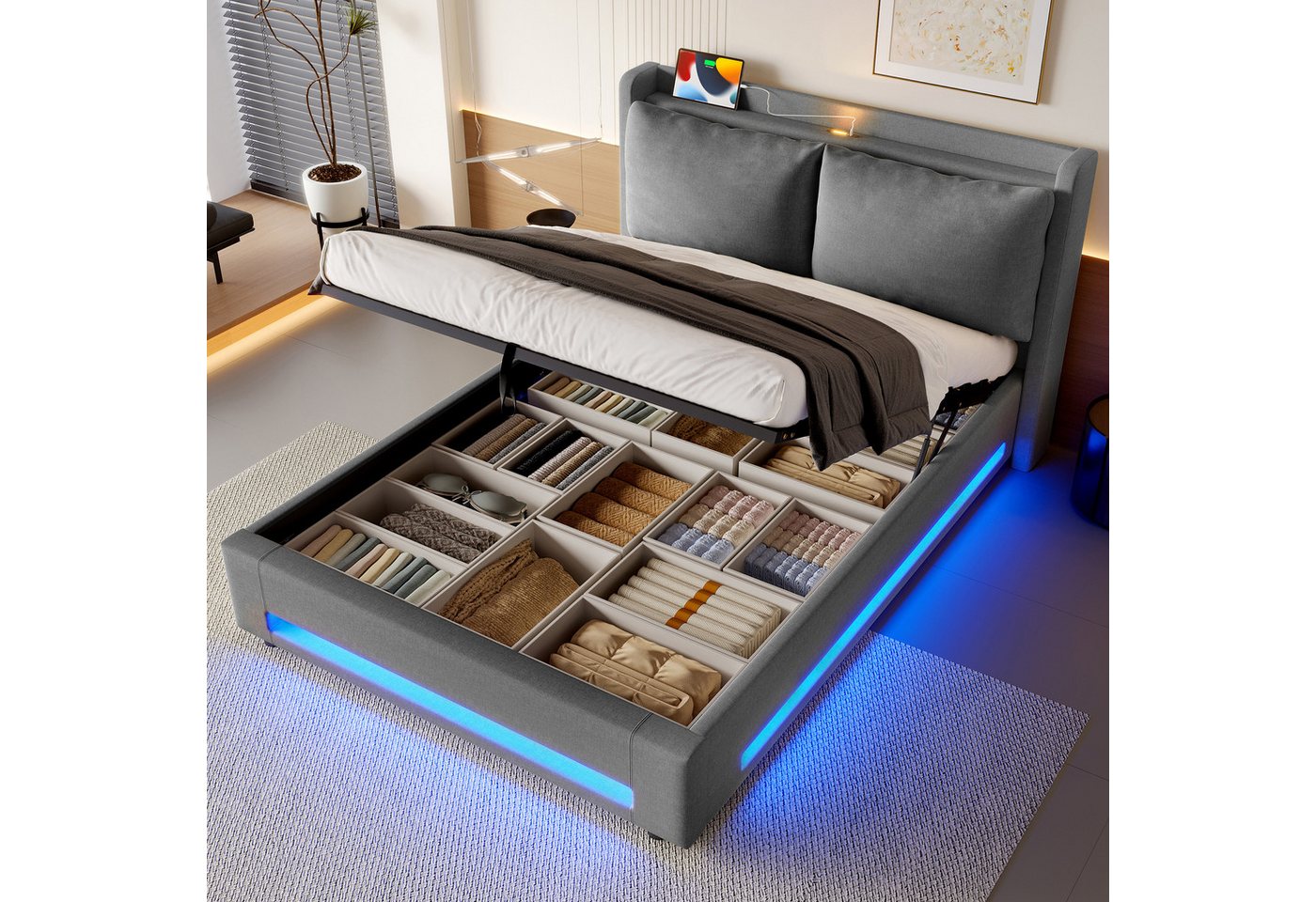 HAUSS SPOLE Polsterbett mit bettksten 160×200 Stauraumbett mit abnehmbaren Kissen Jugendbett HAUSS SPOLE Polsterbett mit bettksten 160×200 Stauraumbett mit abnehmbaren Kissen Jugendbett von HAUSS SPOLE