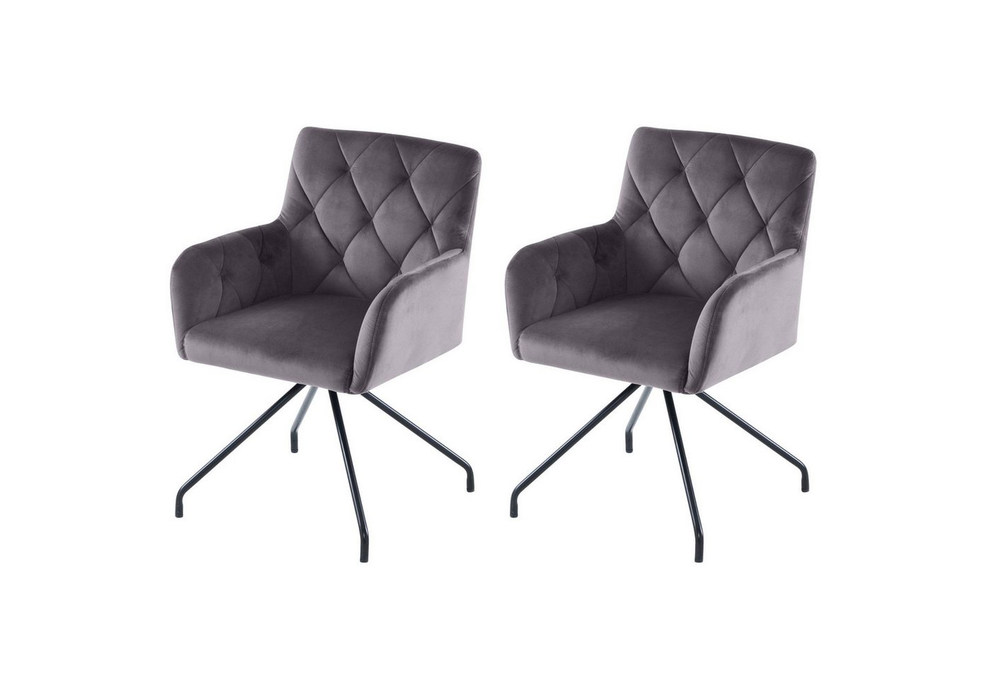 HAUSS SPOLE Polsterstuhl 2er Set Sessel mit 4 Metallbeinen, Lendenwirbelstütze, Samt, Grau (2 St) von HAUSS SPOLE