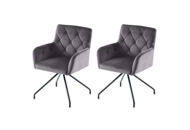 HAUSS SPOLE Polsterstuhl 2er Set Sessel mit 4 Metallbeinen, Lendenwirbelstütze, Samt, Grau (2 St) von HAUSS SPOLE