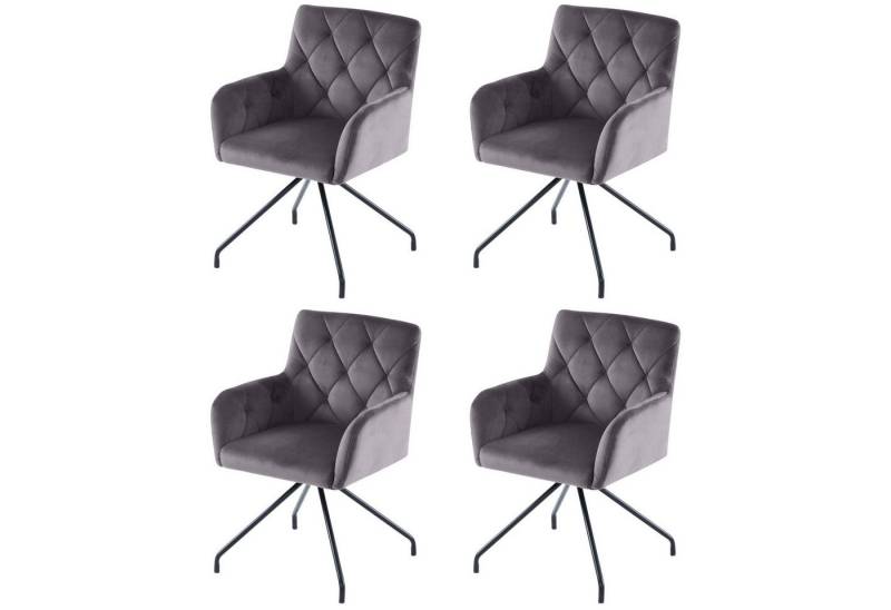 HAUSS SPOLE Polsterstuhl 4er Set Sessel mit 4 Metallbeinen, Lendenwirbelstütze, Samt, Grau (4 St) von HAUSS SPOLE