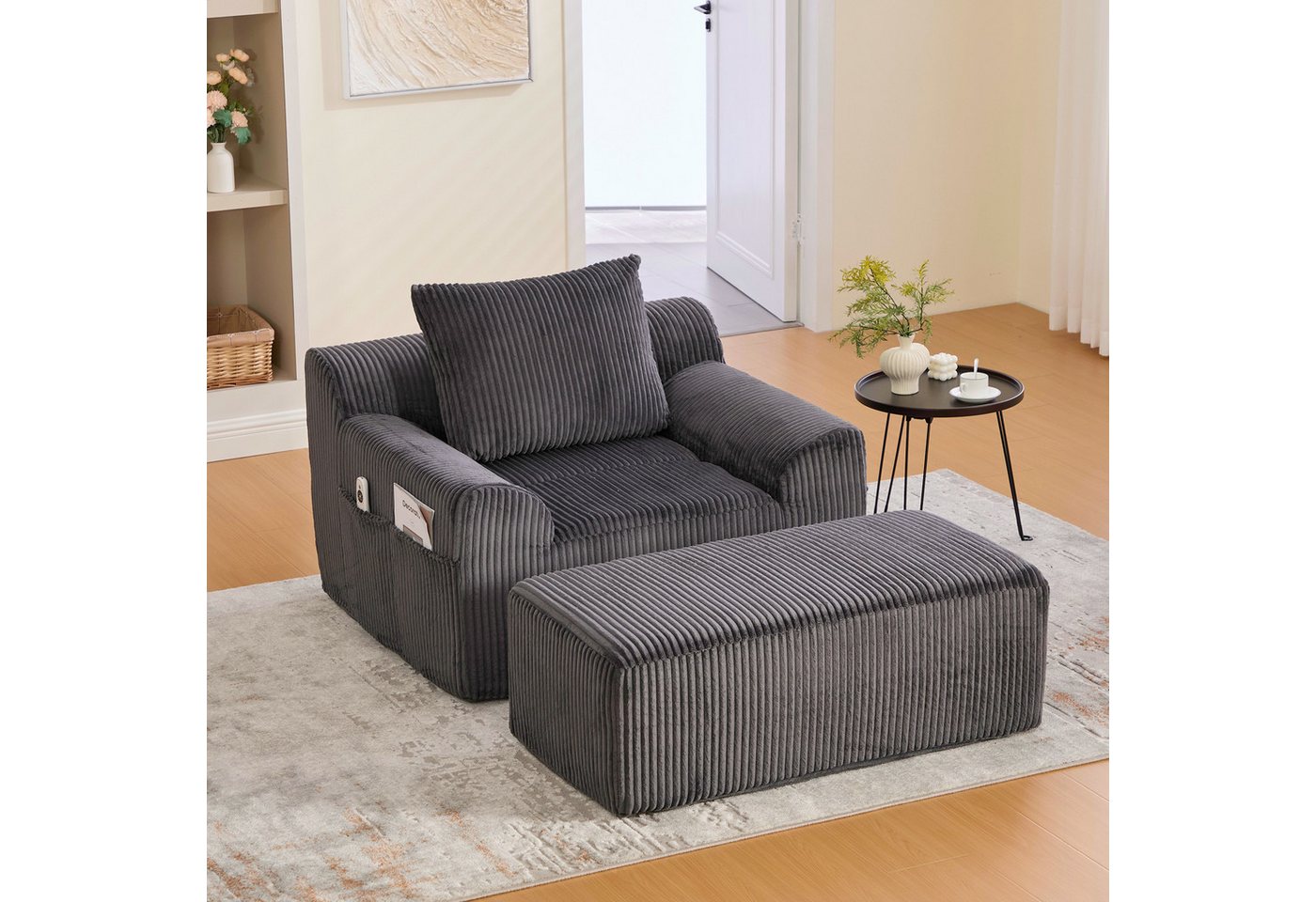 HAUSS SPOLE Relaxsessel Loungesessel Einzelsofa mit Seitentaschen & Kissen Sofasessel,Grau HAUSS SPOLE Relaxsessel Loungesessel Einzelsofa mit Seitentaschen & Kissen Sofasessel,Grau von HAUSS SPOLE