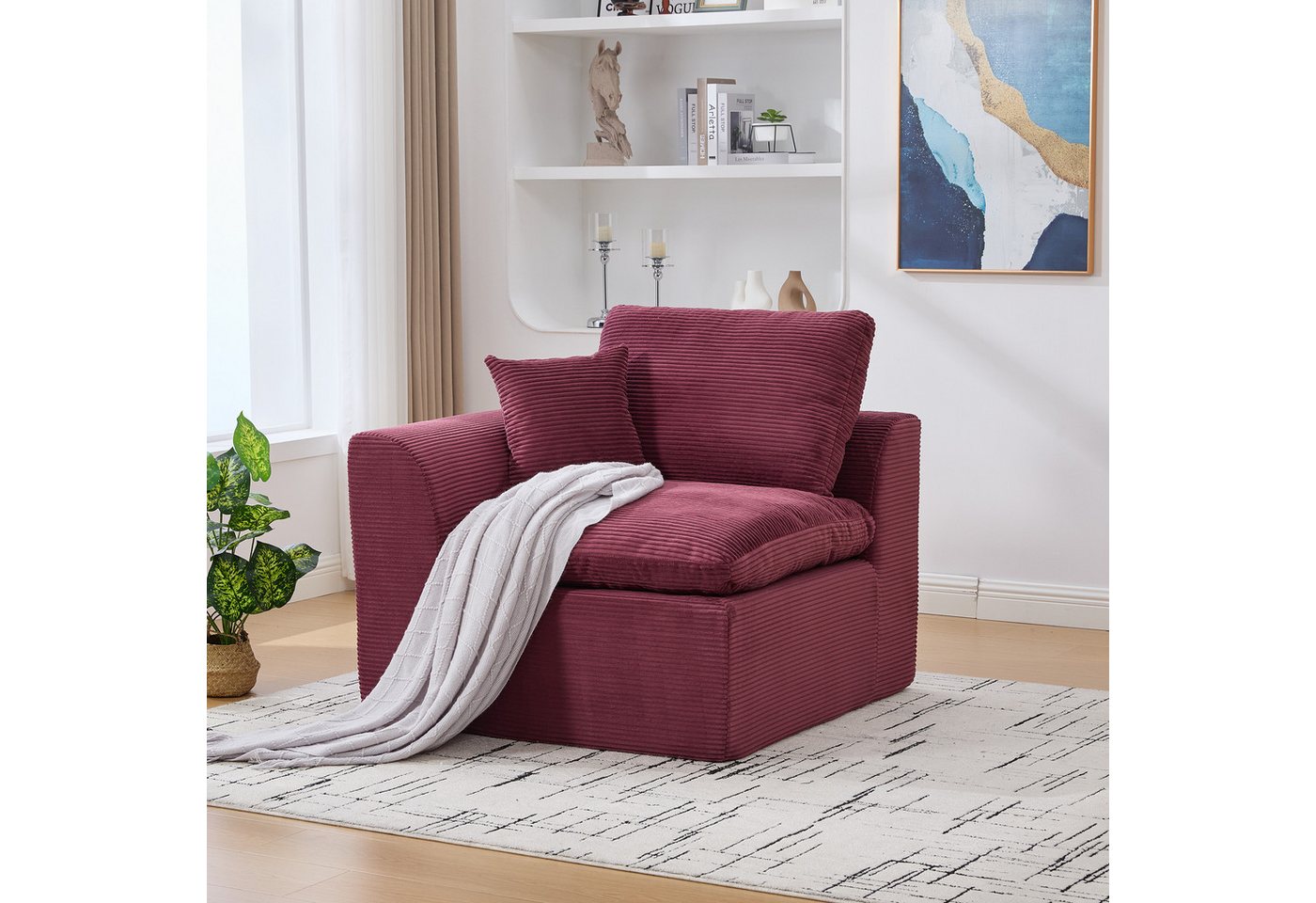 HAUSS SPOLE Relaxsessel Moderne Einzelsessel Polstersessel Wohnzimmersofa mit Abnehmbare Bezug von HAUSS SPOLE