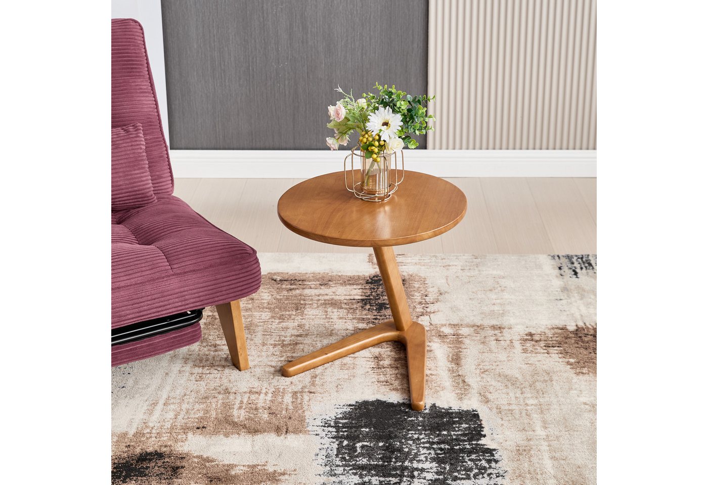 HAUSS SPOLE Relaxsessel Moderner Sofatisch runder Holztisch Wohnzimmerbeistelltisch von HAUSS SPOLE