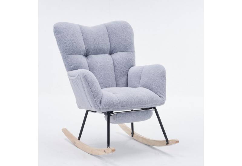 HAUSS SPOLE Schaukelstuhl Grau Teddy Plüsch Lounge-Sessel Babyschaukelstuhl Ruhestuhl von HAUSS SPOLE