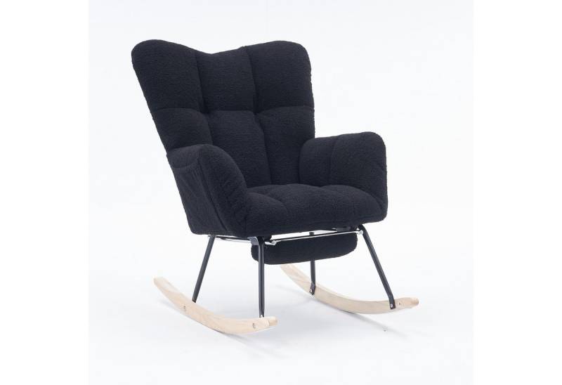 HAUSS SPOLE Schaukelstuhl Schwarz Teddy Plüsch Lounge-Sessel Babyschaukelstuhl Ruhestuhl von HAUSS SPOLE