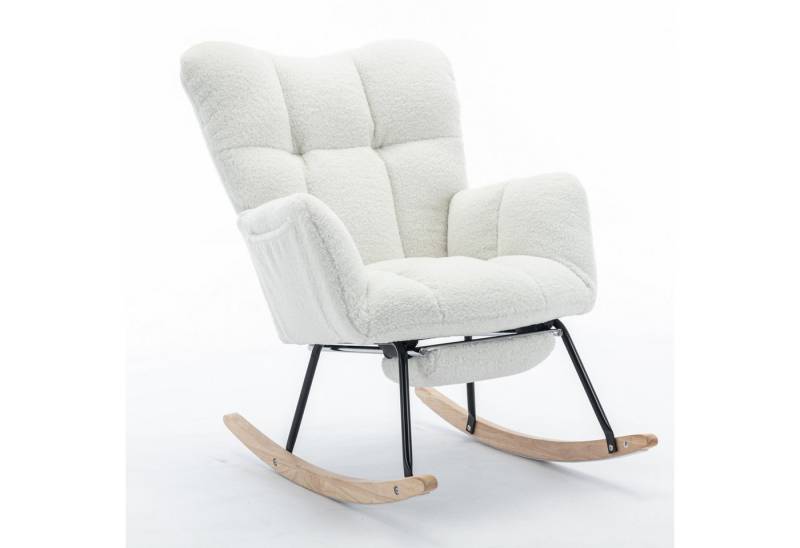 HAUSS SPOLE Schaukelstuhl Weiß Teddy Plüsch Lounge-Sessel Babyschaukelstuhl Ruhestuhl von HAUSS SPOLE